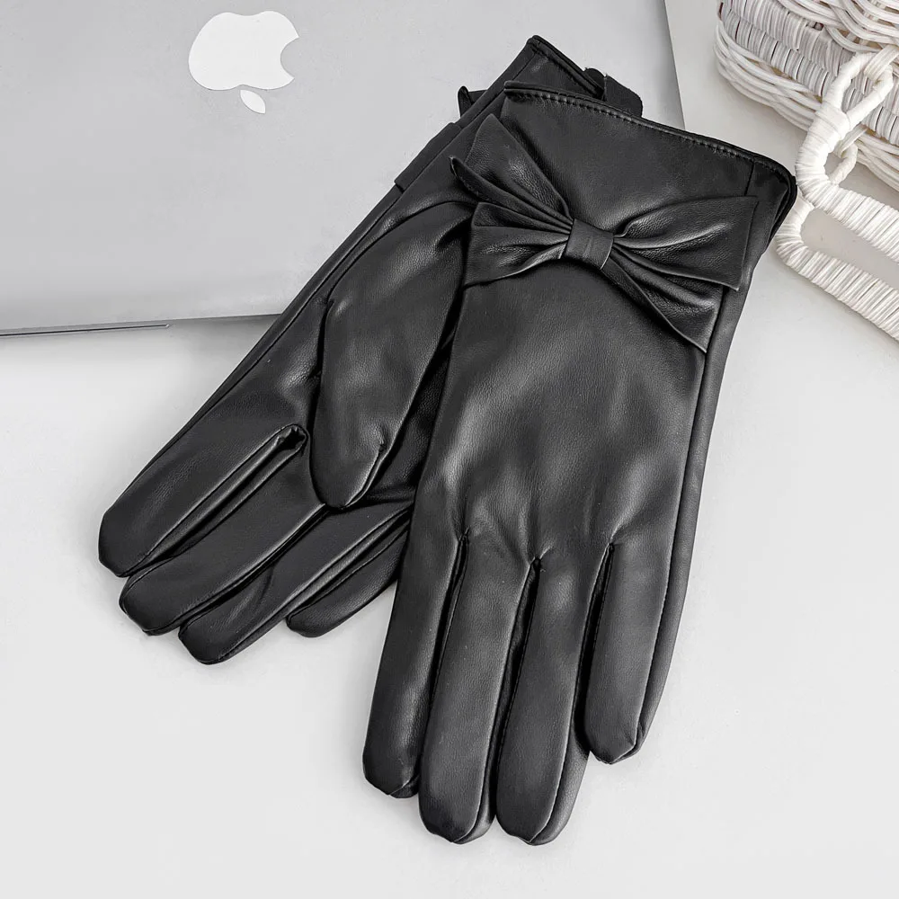 Fashionable New Autumn and Winter Touch Screen Sheepskin Warm Gloves, Winter Cycling with Fleece Driving Pure Leather Gloves