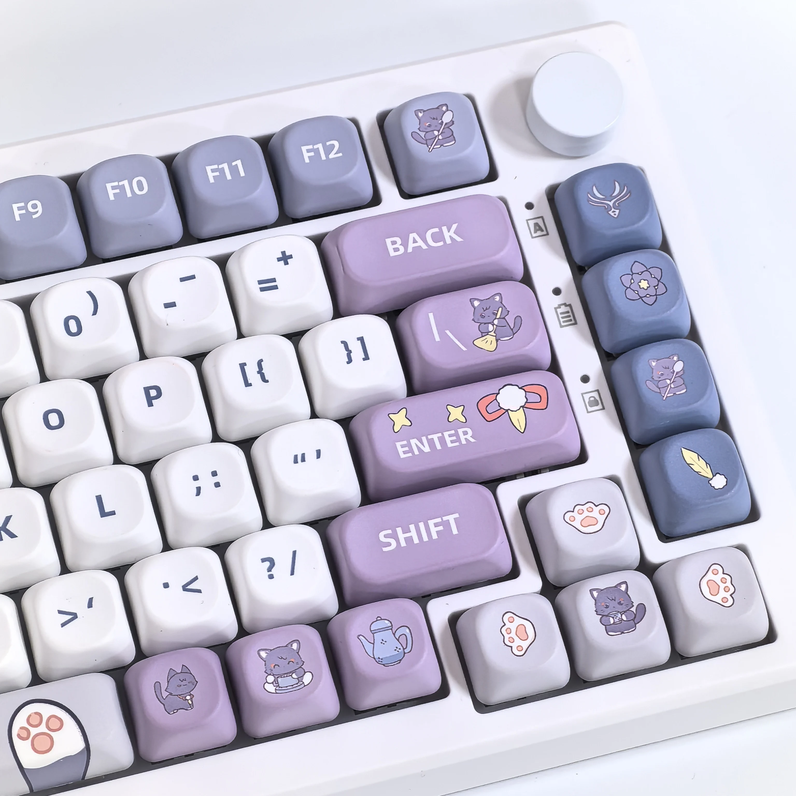 Genshin Impact Wanderer Keycap FUFU XIAO Keycaps PBT Thermal Sublimation Mechanical Keyboard Purple Cute Cat MOA Furina Keycap