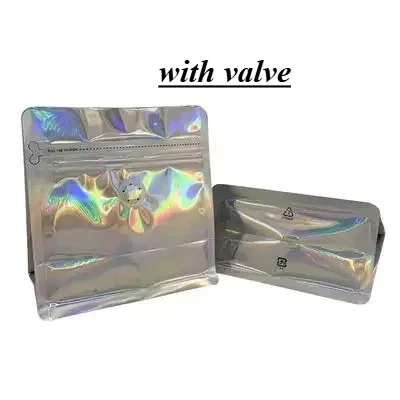 100 stks Holografische Ziplock Mylar Koffieboon Gebraden Zak 50g 125g 250g 500g Plastic Verpakking Voedsel thee Noten Aangepaste Logo Verpakking