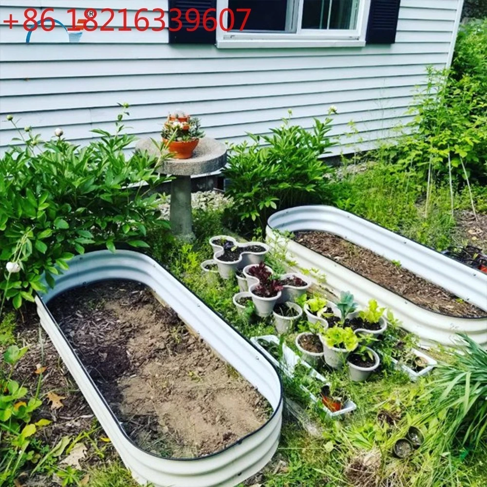 

Овальная садовая кровать Серебряная овальная посадка овощей Фрукты Цветы Забор Трансграничная посадка Кровать