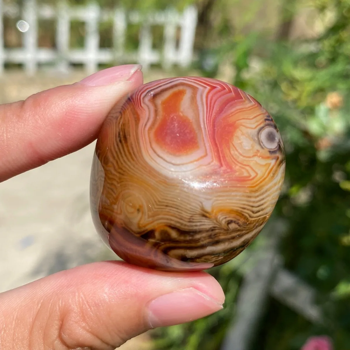 Translucent Beauty Banded Agate Worry Stone, Earthy Tone, Tumbled Polished, Crystal Display, Natural Stone, Table Display