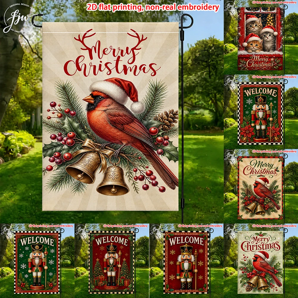 1pcs Christmas Garden Flags Seasonal Holiday Outdoor Decorative Yard Flags for Winter Christmas