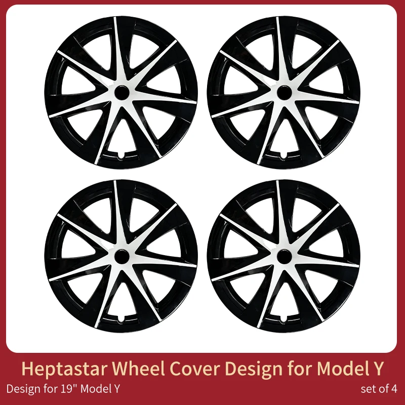 19Inch 4 Stuks Wieldoppen Hepastar Stijl Cover Naafdop Vervanging Auto Wiel Wieldop Velg Cover Voor Tesla model Y 2020-2024