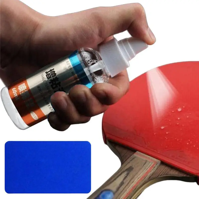 60ml Table Tennis Racket Cleaner With 2-Sided Sponge Powerful Table Tennis Rubber Cleaner Removes Dust Dirt Grease Fingerprints