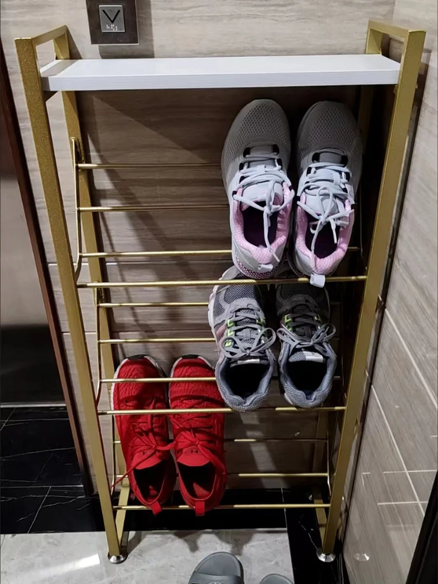 Narrow Door Way Shoes Rack, Metal Shoe Shelf, Small Layers Storage Shelf, Shoes Organizers for Apartment,Living Room Furniture