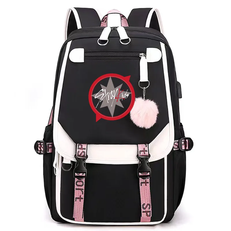 

New Schoolbag Backpack stray kidsLarge Capacity School Bag Travel BagUSBInterface Sports Bag