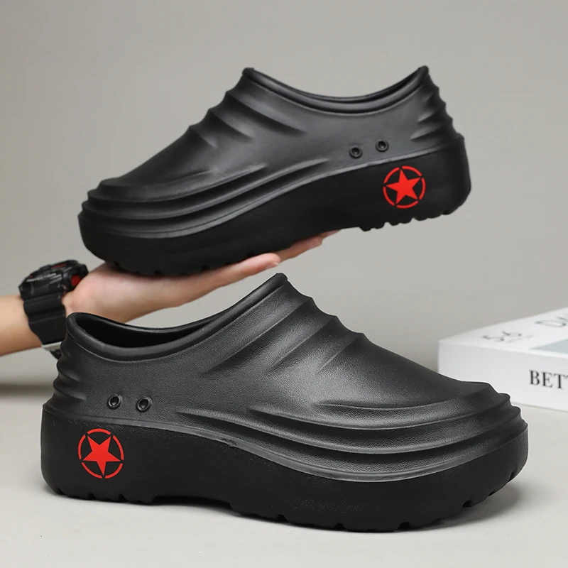 

2025 Summer New Men and Women Chef Kitchen Work Shoes Soft Rubber Sandals Clogs for Garden - Slip-Resistant Comfortable Footwear