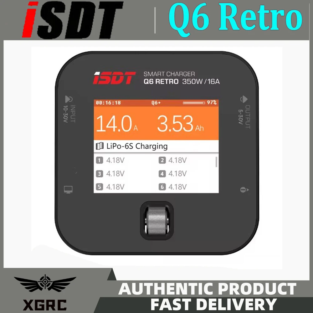 

ISDT Q6 Retro 350W 16A DC Lipo Battery Balance Charger Discharger for 2-6S Digital Battery Li-Po Li-Hv Li-Ion Li-Fe NiMH Ni-Cd