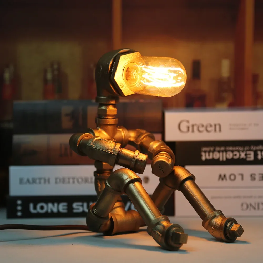 Amerikanische Retro Wasserpfeifenlampe Punk Roboter dekorative Tischlampe