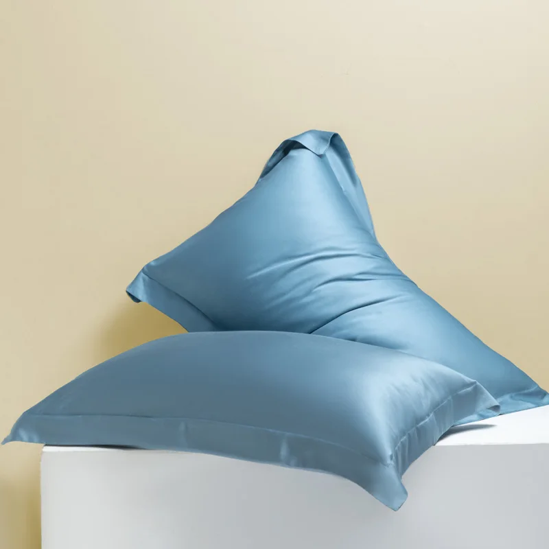 

2pcs Pillowcase Tencel Pillow Cover Solid Color Pillowslip Rectangle Pillow Sham Home Bed Cushion Cover 48x74cm