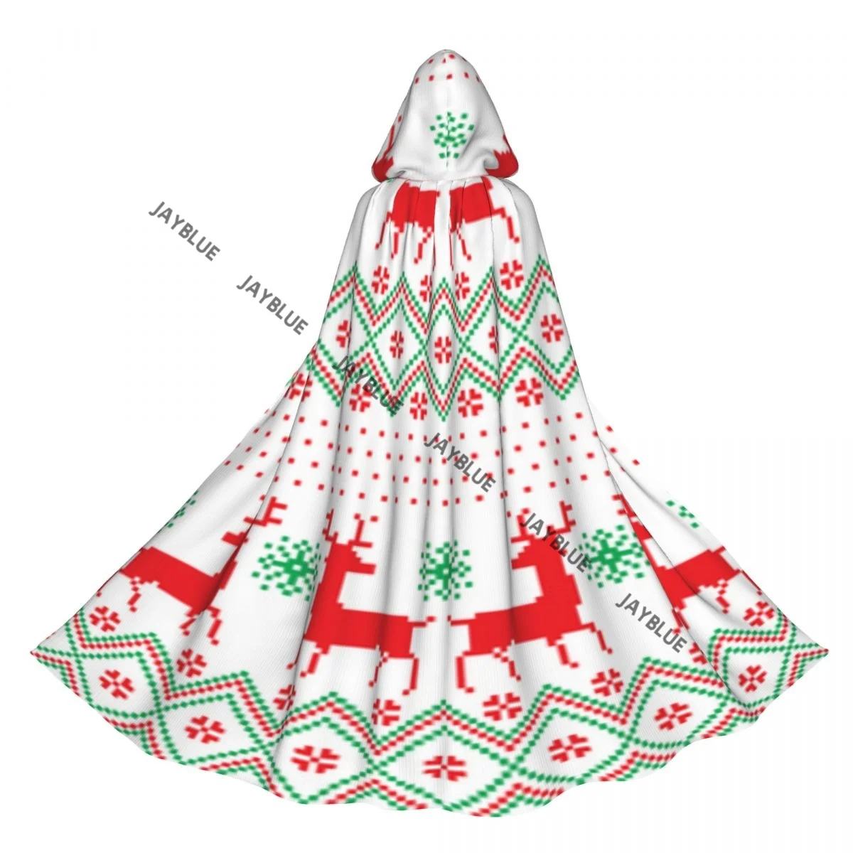 Long Cape Cloak New Year's Christmas Pattern Pixel Hooded Cloak Coat Autumn Hoodies