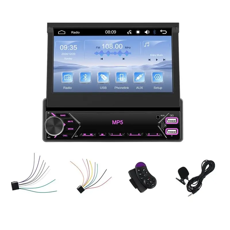 HOT-Single Din Car Stereo With Carplay: 7