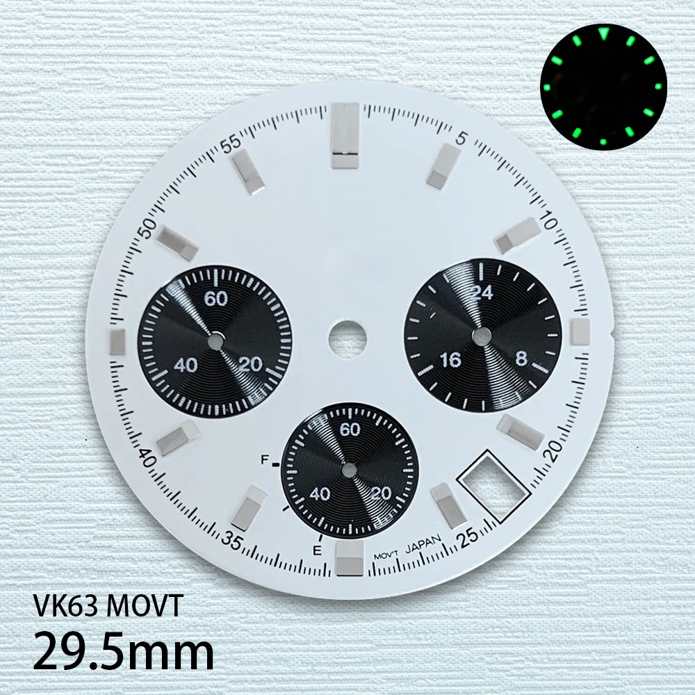 Accessoires de modification de montre à cadran vert Shoous, logo S KrasnoDTNDial Fit, mouvement VK63, haute qualité, 29.5mm