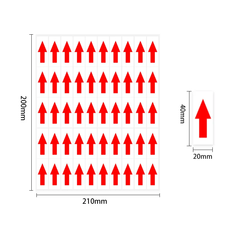 Red Arrow stickers, Fault Mistake Defectives Marking Self Adhesive Labels, Round  rectangle Failure Indication Sign Stickers