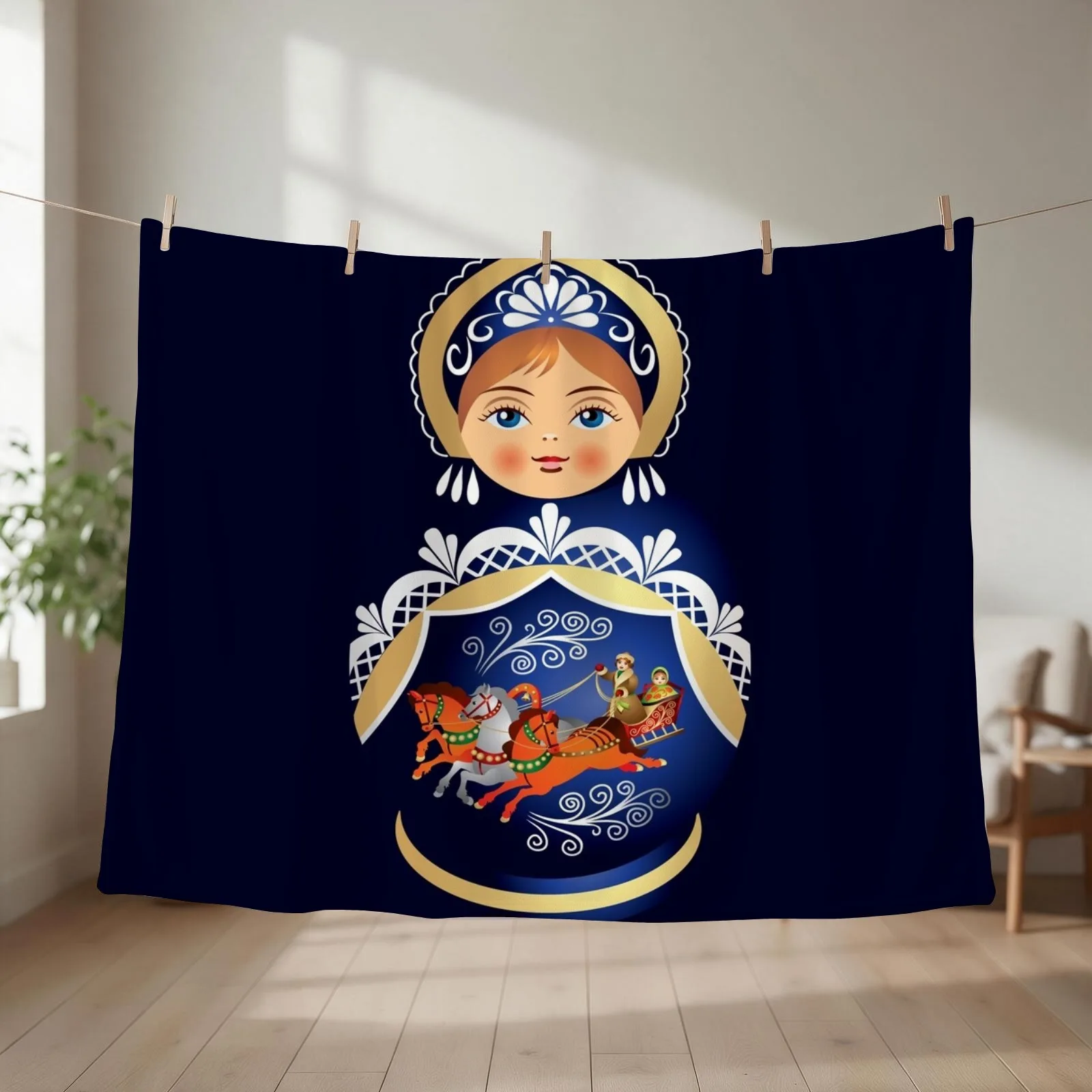 Babushka Matryoshka Russian Doll Throw Blanket couch cozy soft plush fuzzy picnic outdoor blanket