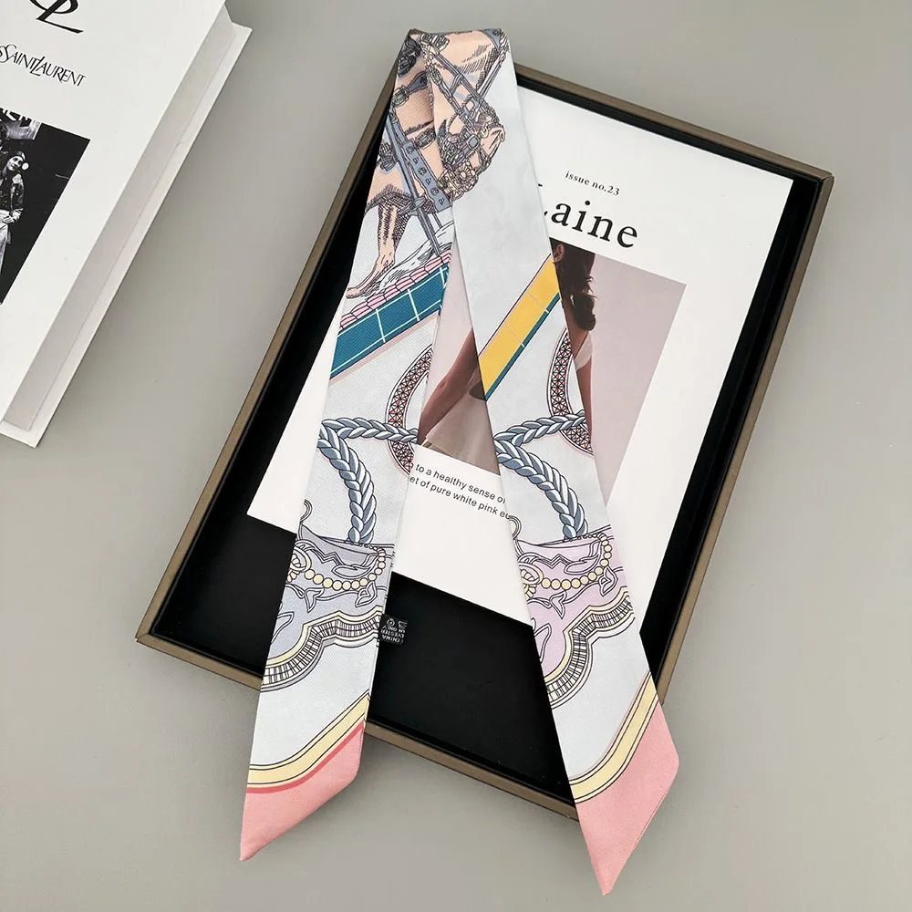 New Long Saddle Scarf Simulated Silk Headband Fashion Bandana Bag Ribbon Accessory Hair Scarf Decorative Silk Ribbon for Women