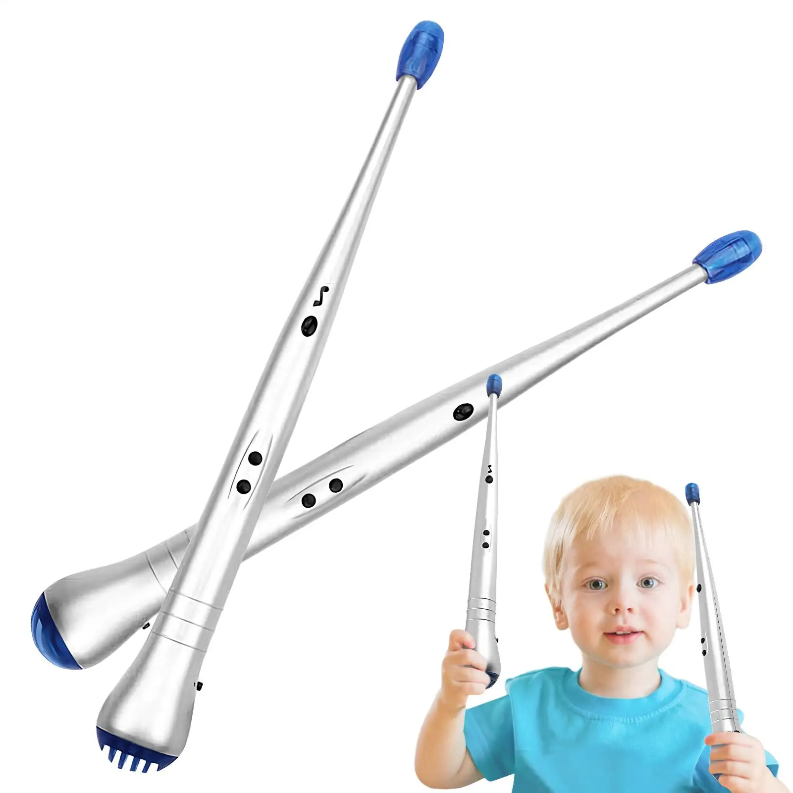 One Pair Electronic Drumsticks Creative Drum Sticks Crash & Snare Sounds With Sensitive Tip + Built-in Speakers Musical Toys