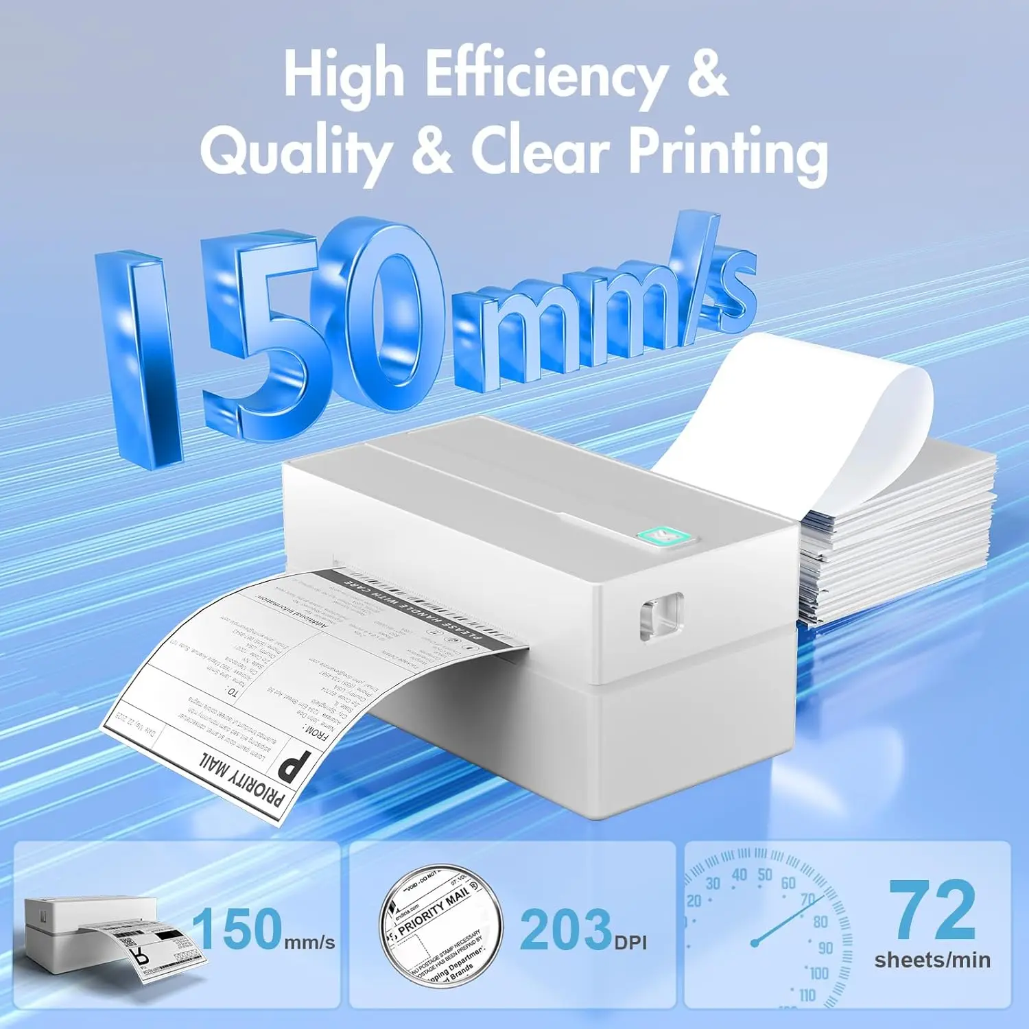 xpress Package Bluetooth Thermal Shipping Label Printer 4x6 Wireless Label Printer Compatible With Android iPhone Windows Mac