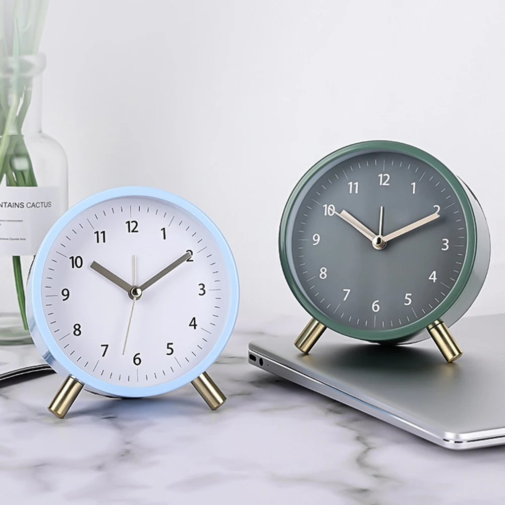 Retro Desk Clock,Round Analog Clocks With Backlight Nordic Silents 4.5 Inch Alarm Clock,For Teens Elders Kids Adult