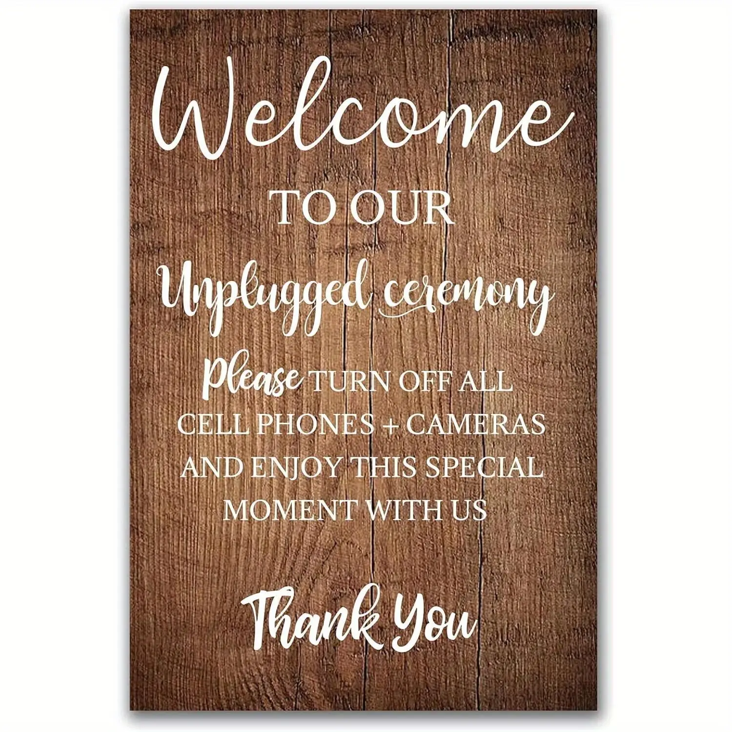 12x18 Inch Rustic Wedding Ceremony Sign Unplugged Ceremony Decor, Wall Hanging, Art Deco Style, Tinplate Material