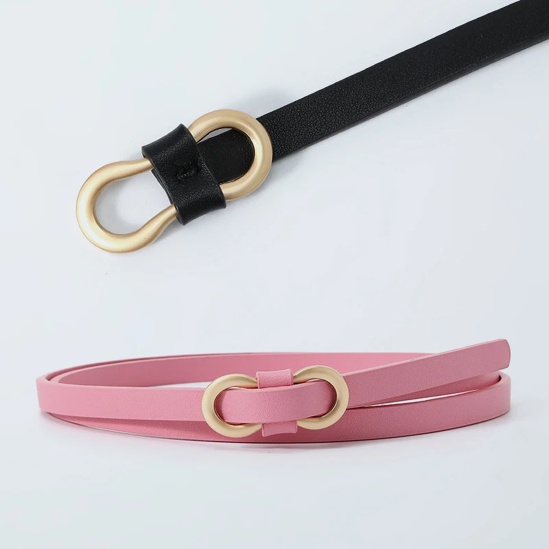 Women Belts New PU Leather 8-shaped Metal Buckle Belt Girls Dress Jean Pants Waistband Belts For Lady Luxury Brand Belts