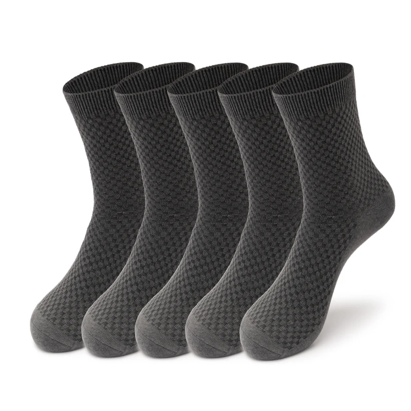 Calcetines de fibra de bambú para hombre, medias clásicas de negocios, informales, para verano e invierno, 5 de talla grande por lote, eur38-48