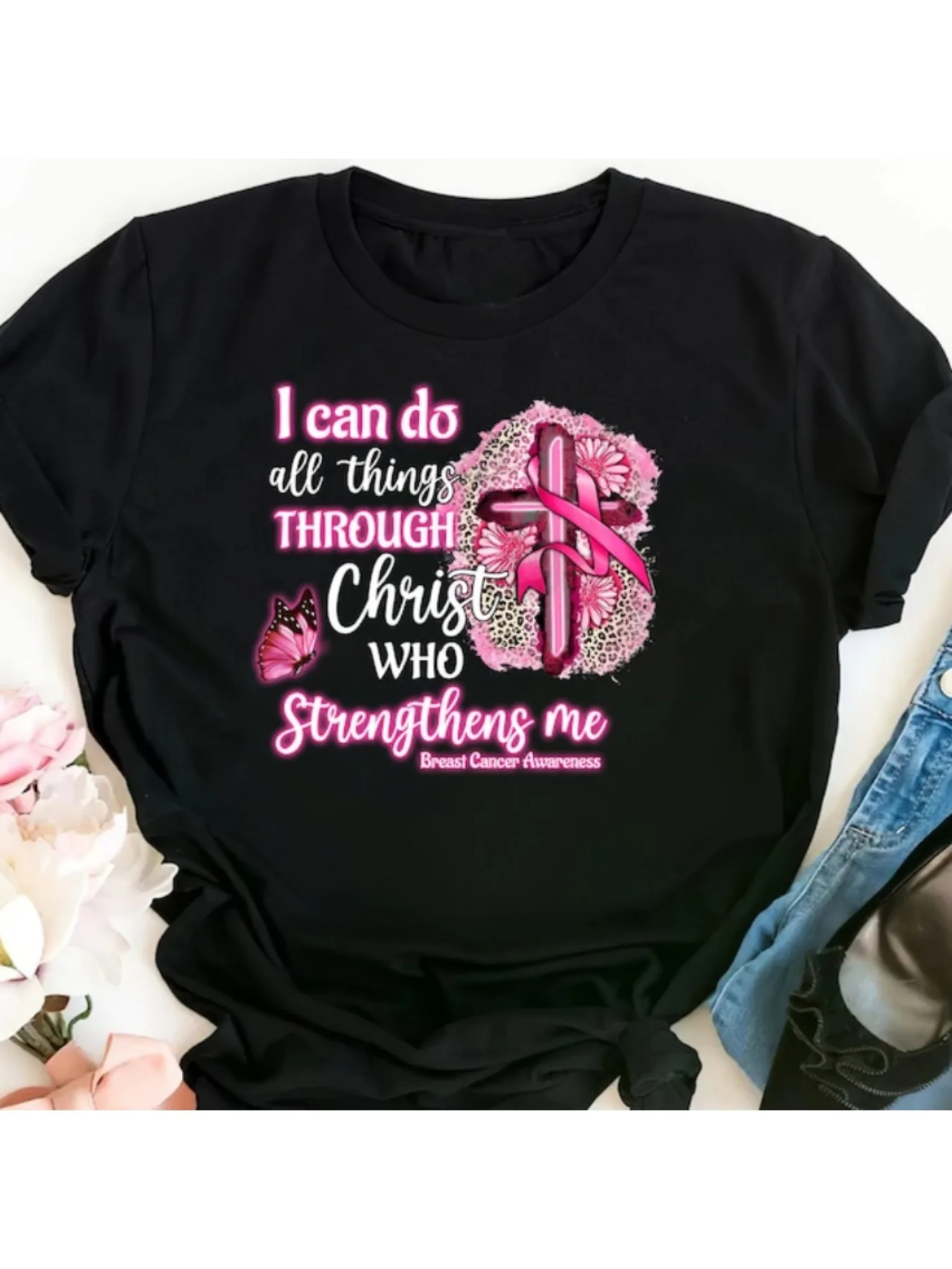 

Men's Black Rose Printed T-Shirt - Casual Short Sleeve Round Neck Tee