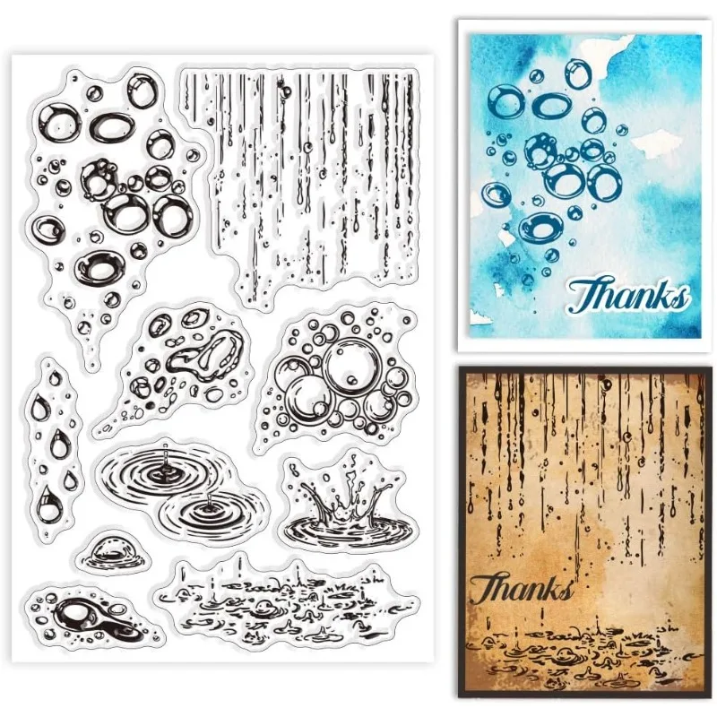 1pc Raindrop Clear Stamps Water Drop Clear for DIY Scrapbooking Photo Album Decorative Cards Making Home Decoration 6.3x4.33inch