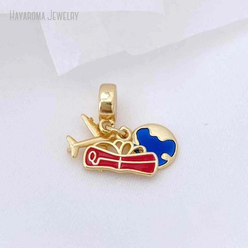 10Pcs Pendant Copper Jewelry Gold Color Geometric Airplane Metal White Enamel Wholesale Charms