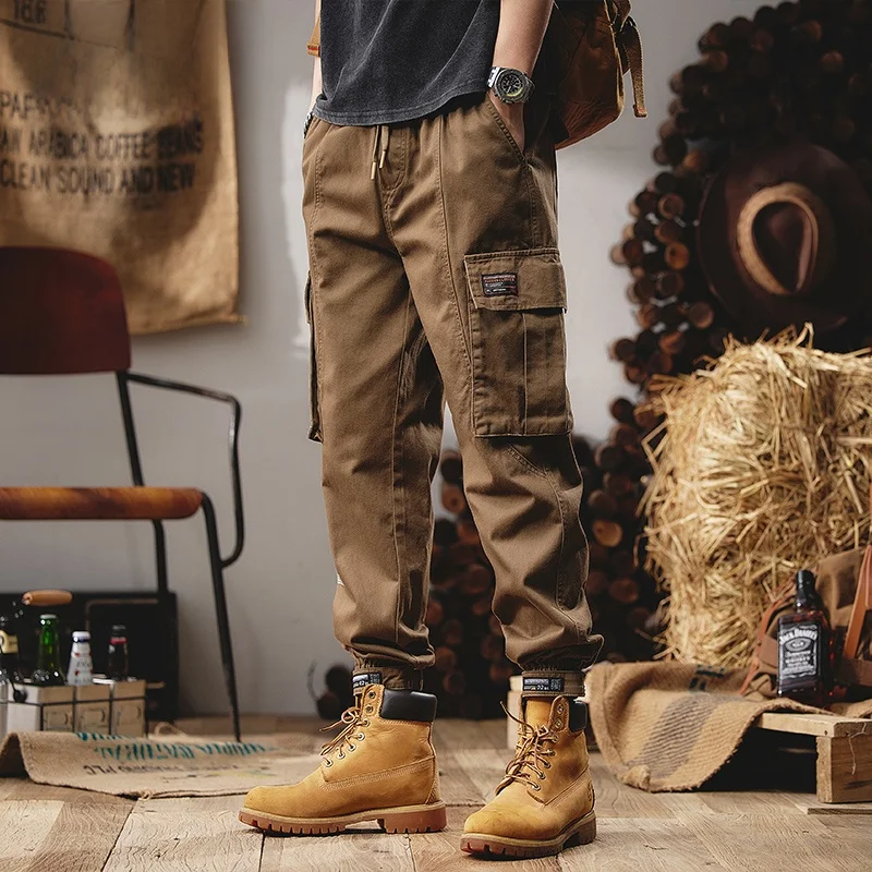 

Spring Autumn Men's Casual Pants American Retro Workwear Trousers Loose Fit Cargo Pants Youthful Energy Cotton 00%