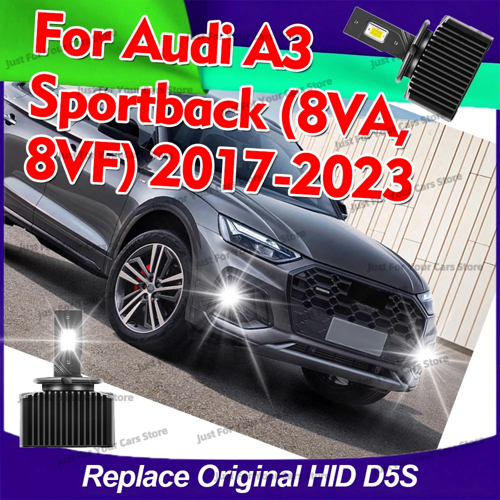 2x 6000K Car Headlights HID To LED D5S Head Lamp Bulb 30000LM For Audi A3 Sportback (8VA 8VF) 2017 2018 2019 2020 2021 2022 2023