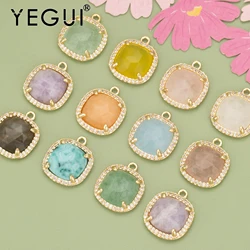 YEGUI MD08,jewelry accessories,18k gold plated,nickel free,copper,natural stone,charms,diy pendants,jewelry making,4pcs/lot
