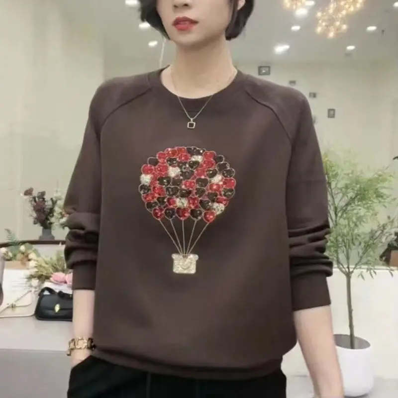 New Women Stylish Vintage Embroidery Casual Streetwear Sweatshirts Autumn O Neck Long Sleeve Loose Pullover Tops Female Clothing