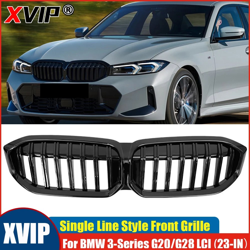

XVIP Gloss Black Single Line Front Kidney Bumper Grille Fit For BMW 3 Series G20 LCI 320i 330i M340i 2023-2025 Car Accessories
