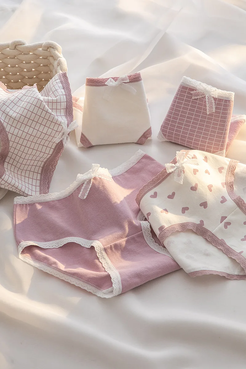 5 Teile/los Nette Liebe Baumwolle Höschen Für Frauen Unterwäsche Druck Panty Mädchen Slip Atmungsaktive Weiche Unterhose Weibliche Sexy Dessous – Detail 20