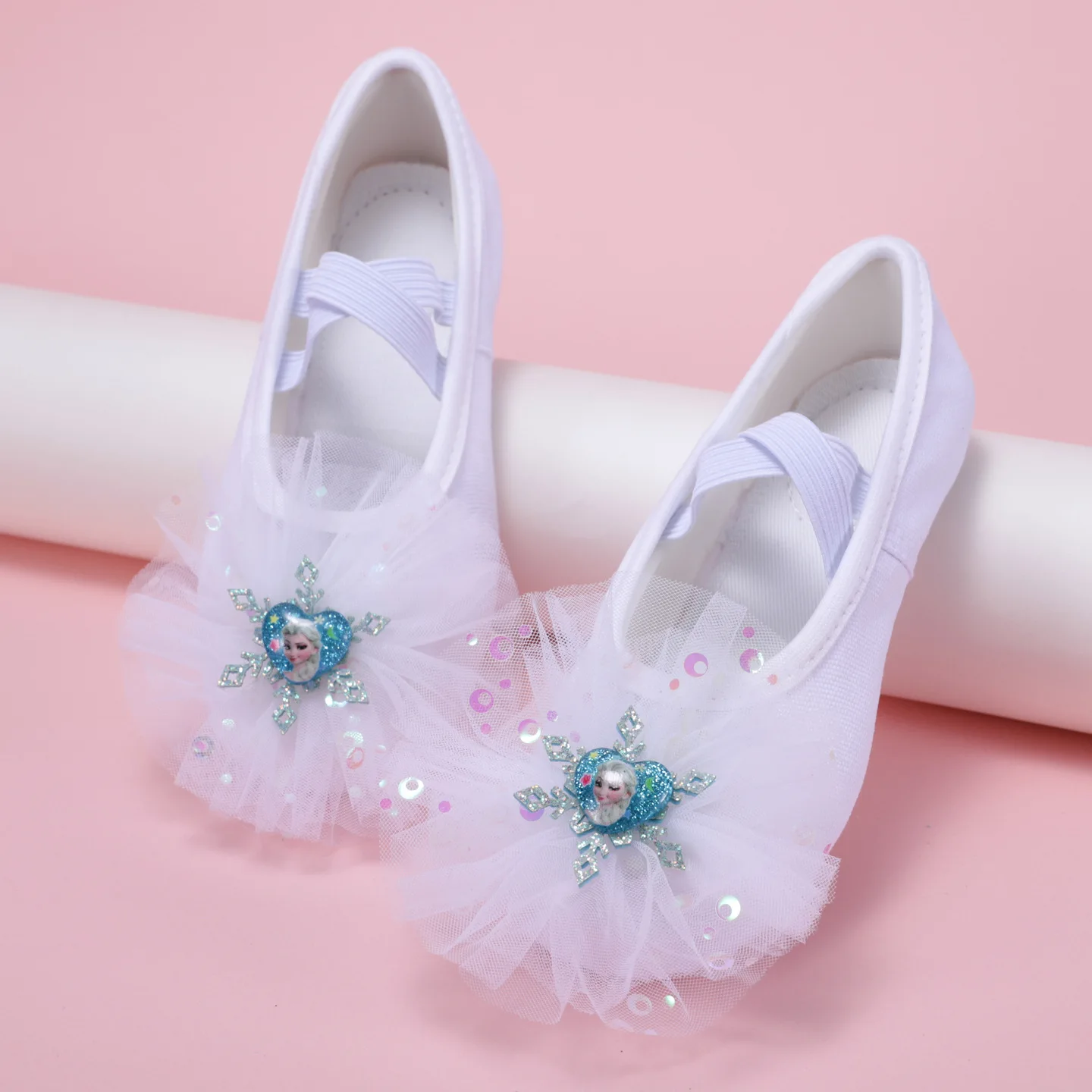Chaussures de Ballet pour filles, pantoufles de danse à semelle souple, Elsa, chaussures de ballerine de gymnastique pour enfants, chaussures blanches, taille 23-39