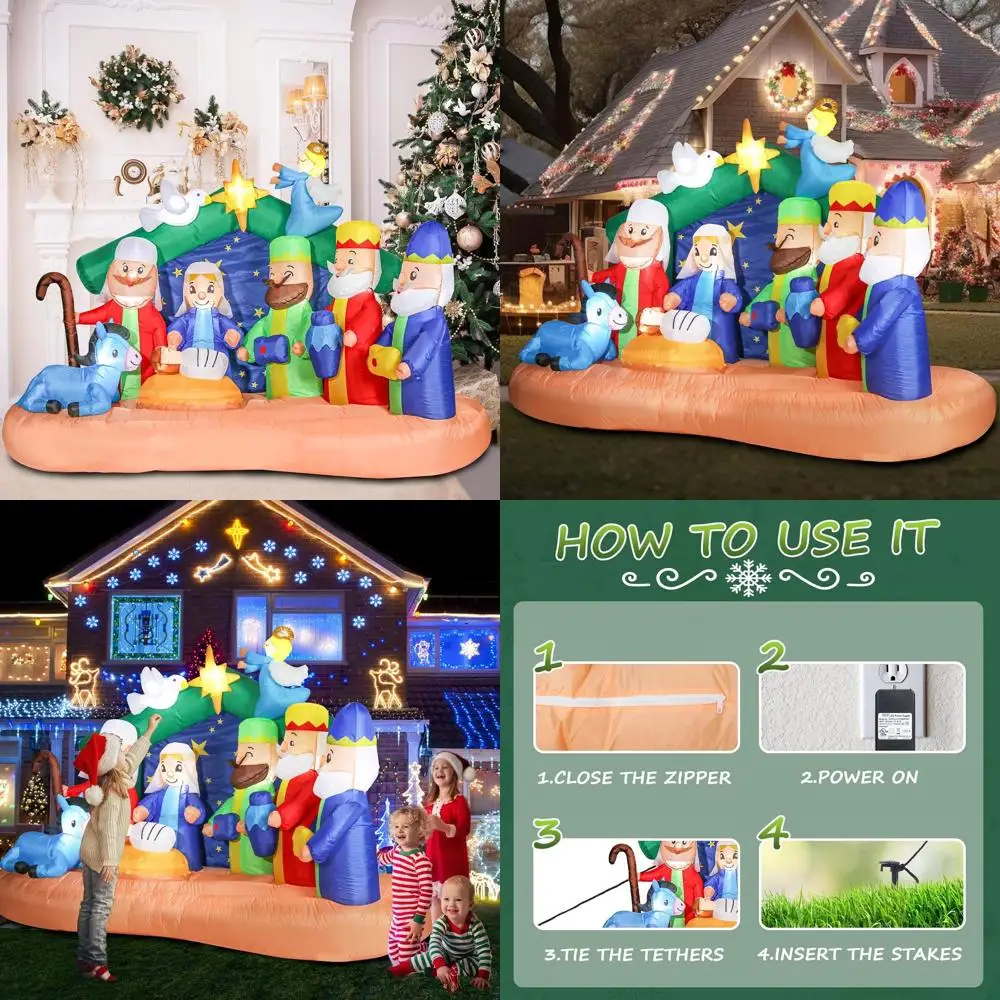 

Рождественские рождественские украшения для двора со встроенными светодиодными фонарями для праздничного сезона