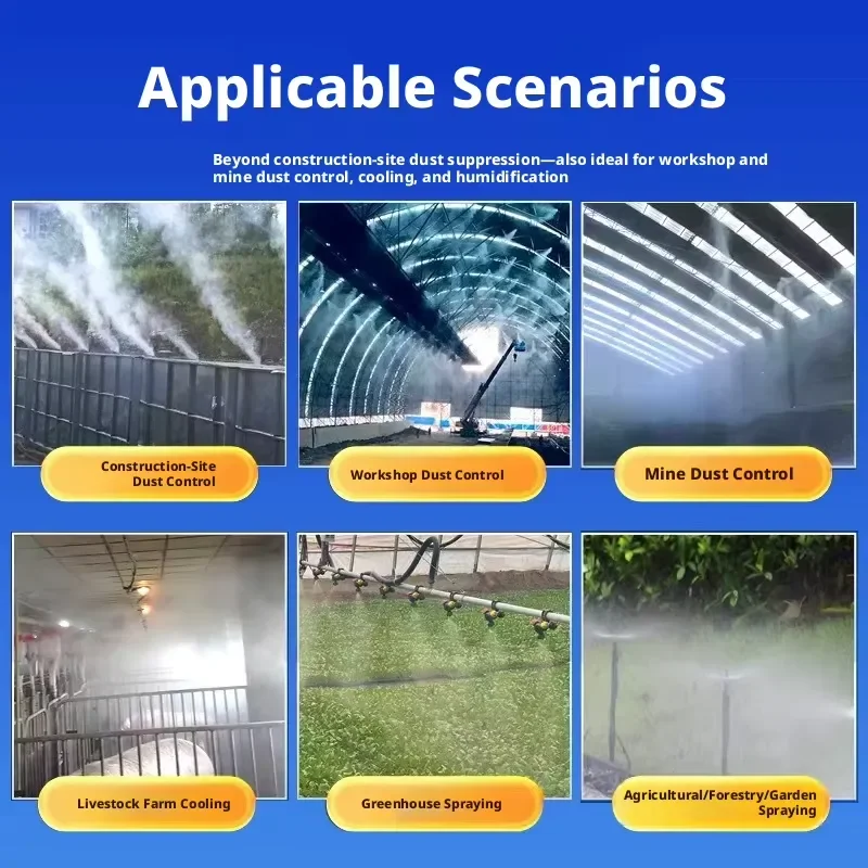 i Daringfish Mist Maker System, Construction Site Perimeter , Livestock Farming Roof Cooling, Landscape Misting Posts,