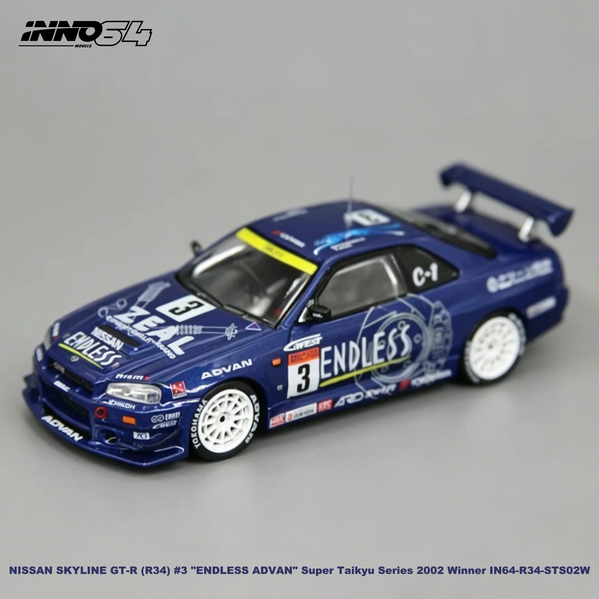 INNO64 1:64 Nissan Skyline GT-R R34 #3 ENDLESS ADVAN 2002 Super Taikyu Winner JDM Race Diecast Model Car In Stock Ready To Ship