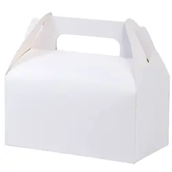 10pcs Large Gable Boxes White Gift Boxes With Handles Baking Boxes Snack Boxes Paper Lunch Boxes Takeaway Boxes Wedding Party