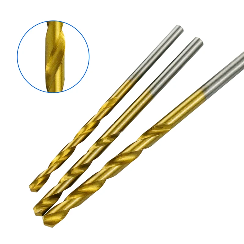 Juego de brocas helicoidales de acero de alta velocidad, juego de brocas helicoidales HSS recubiertas de titanio, para madera y plástico, 1/1, 5/2/2, 5/3/3mm, 60 unidades