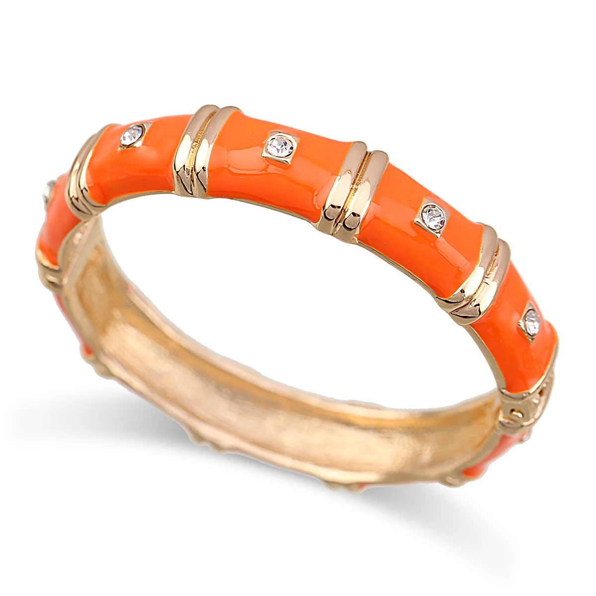 KAYMEN Summer and Autumn Women\'s Simple Round with CZ Dimonds Enameled Colorful Trendy Statement Bracelet Cuff Bangle Jewelry