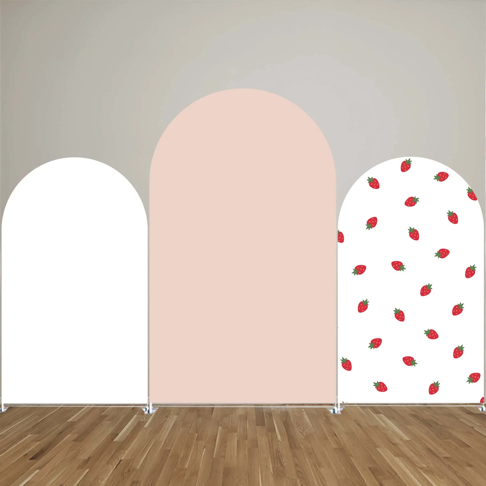 

Strawberry Arch Backdrop Cover,Pink Arched Stand Cover, Girls Birthday Baby Shower Party Decor,Double-sides-Elasticity-Washable