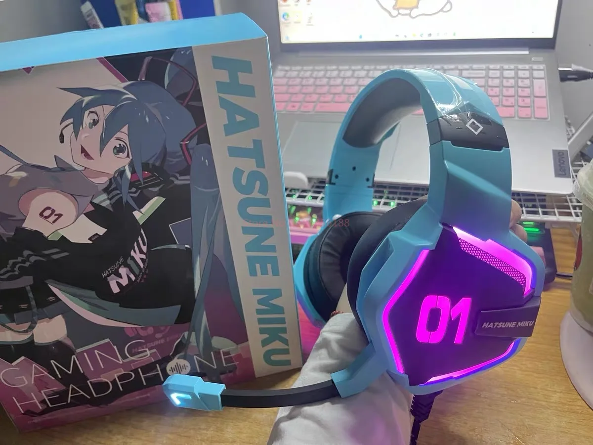 Nouveau Moeyu Hatsune Miku Esports coeur série Anime Esports casque mécanicien Surround son filaire casque cadeau de noël