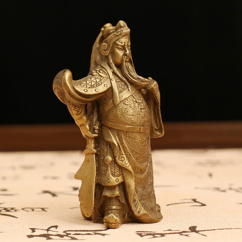 Buddha Guan Gong Sculpture Copper God of Wealth Guan Yu Statue Office Home Decor Gift for Cashier Desk Ornament