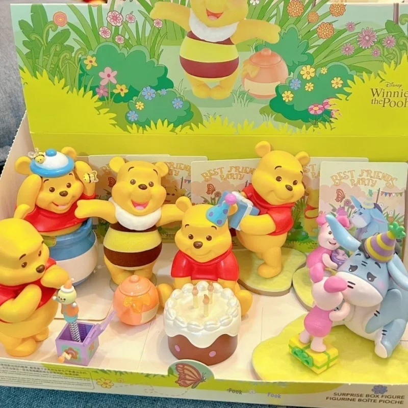 MINISO-Brinquedo Anime Winnie the Pooh para Crianças, Melhor Amigo Party Blind Box Modelo, Ornamento Desktop, Presente de Aniversário Kawaii, Brinquedo Anime Oficial