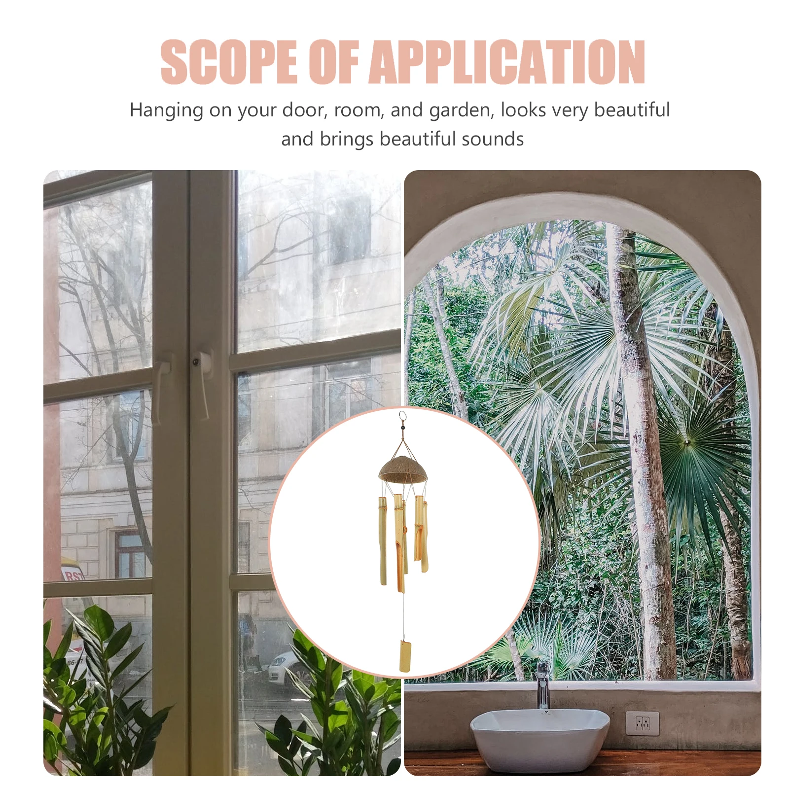 

Handmade Bamboo Dome Shape Hanging Wind Chimes Indoor Outdoor Balcony Garden Patio Decoration Gift Wind Chimes