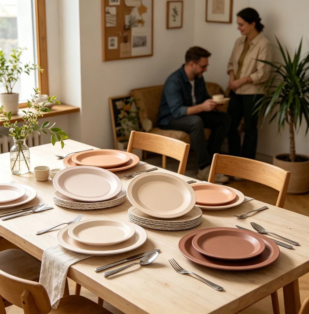 10/40 Stück Terrakotta-Beige Einweg-Pappteller-Set, Erdtöne Partyteller für Rustikale Boho-Hochzeit Brautparty