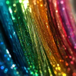 Capelli sintetici lunghi 120cm 150 fili Sparkle Hair Tinsel Hair Rainbow Shiny Silk Hair Extensions Dazzles Women Hippie for Braid