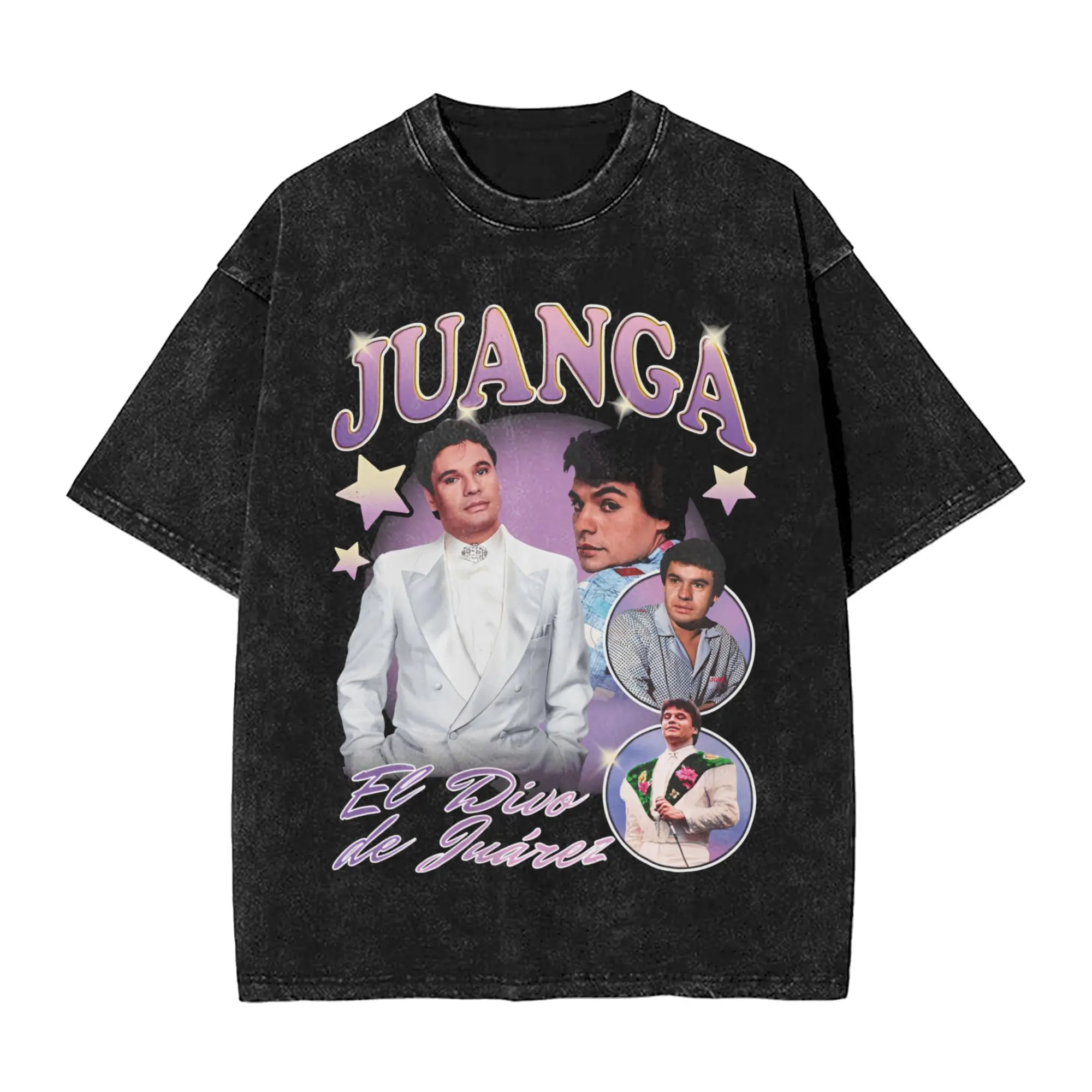 Camiseta Lavada Juan Gabriel Juanga El Divo de Juarez Hip Hop Novedosa Oversize Streetwear 100% Algodón para Hombre y Mujer